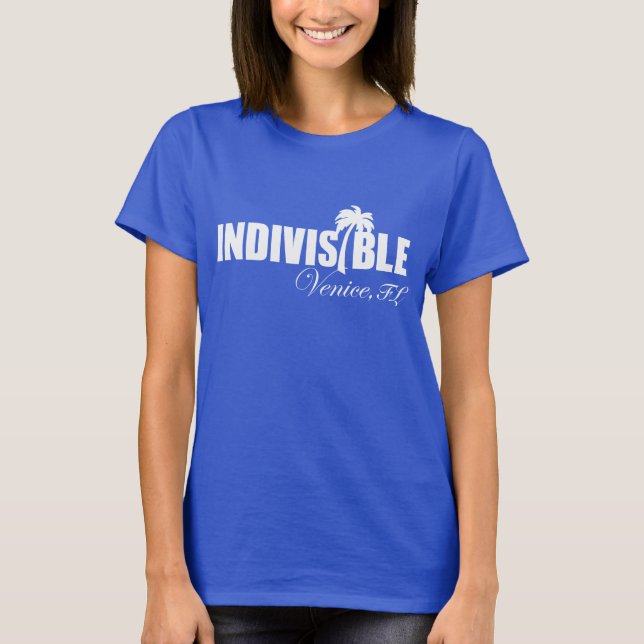 Logo blanc du T-shirt des femmes indivisibles de (Devant)