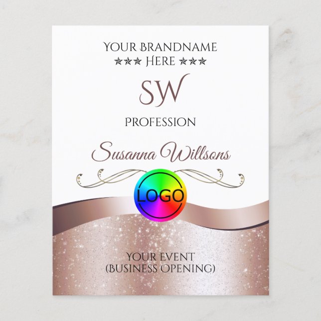 Logo blanc et prospectus Monogramme Rose Wavy Gold (Devant)