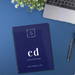 Logo blue white monogram initials business 2024 planner<br><div class="desc">Navy blue background and white text. Personalize and add your logo,  monogram initials,  and a title year 2023 (any year). Your logo both on the front and the back.  Space for your website address on the  back.</div>
