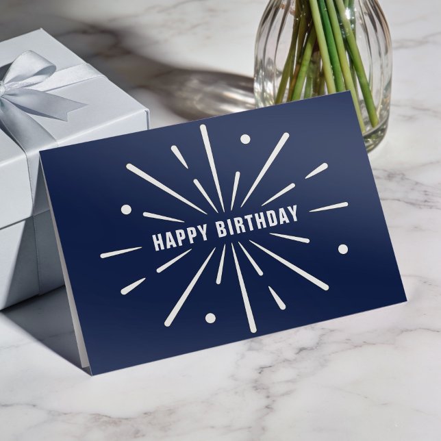 Logo Blue White Simple Corporate Birthday Card (Creator Uploaded)