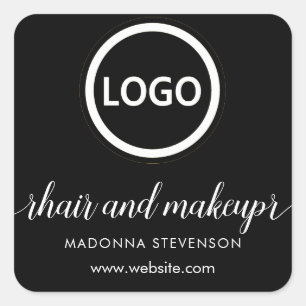Logo Blush Black Simple Typography Hair Makeup  Square Sticker