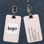 Logo Blush Pink Business Luggage Tag<br><div class="desc">Simple logo design for your business.  Replace the logo and details with your own and change the background colour in the design tool to customize.  Ideal for as a promotional item to give to clients,  customers and employees,  and for business travel and trade shows.</div>