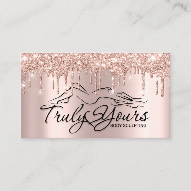 Logo  Body Sclupting Rose Drip Appointment Card (Front)
