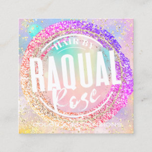 Logo Boutique Shop Glitter Logo Holograph Square Business Card