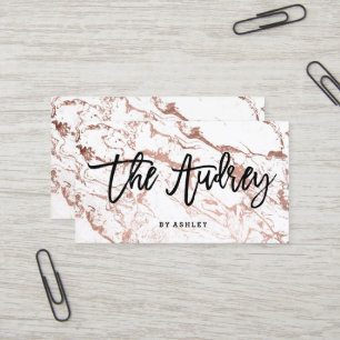 Logo boutique typography rose gold white marble business card