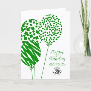 Logo Bright Green Balloons Corporate Birthday Card