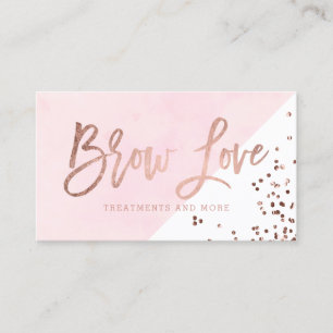 Logo brows rose gold typography blush watercolor business card