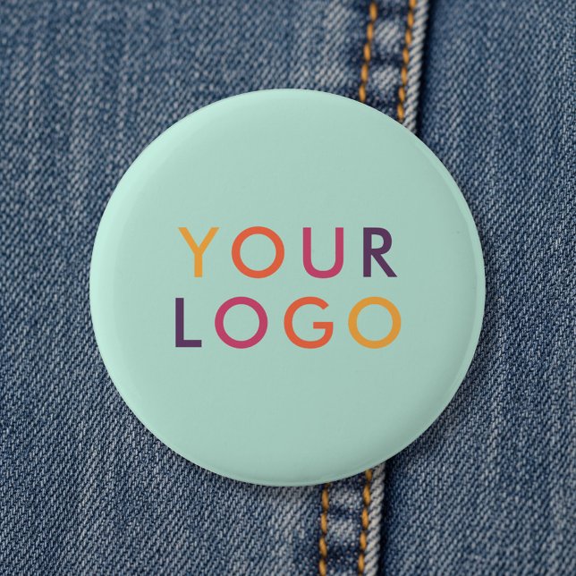 Logo Business Branding Template Mint Green 2 Inch Round Button (Creator Uploaded)