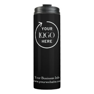 Logo   Business Corporate Company Branded Black  Thermal Tumbler