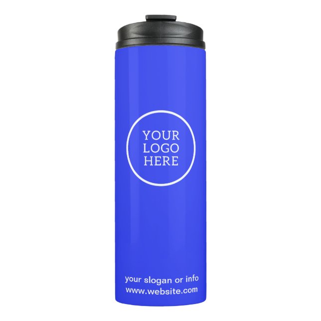 Logo | Business Corporate Company Branded Blue Thermal Tumbler (Front)
