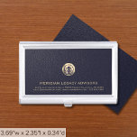 Logo Business Corporate Company Luxury Business Card Holder<br><div class="desc">A luxurious custom business template in a modern style that can easily be updated with your company logo and text. Designed with a brushed gold seal logo,  you can customize by changing the text and image using the fields provided. A branded design for promotion and networking.</div>
