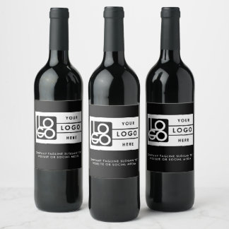 Logo Business Corporate Company Minimalist Black Wine Label
