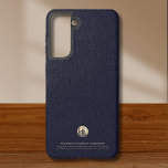 Logo Business Corporate Company Samsung Galaxy Case<br><div class="desc">A simple custom navy blue business template in a modern minimalist luxury style that can be easily updated with your company logo and text. Designed with a template brushed metallic gold logo emblem,  you can customize by changing the text and image using the fields provided.</div>