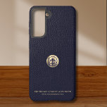 Logo Business Corporate Company Samsung Galaxy Case<br><div class="desc">A simple custom navy blue business template in a modern minimalist luxury style that can be easily updated with your company logo and text. Designed with a template brushed metallic gold logo emblem,  you can customize by changing the text and image using the fields provided.</div>