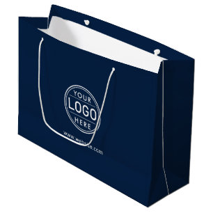 Logo Business Corporate Navy Blue Company Simple Large Gift Bag