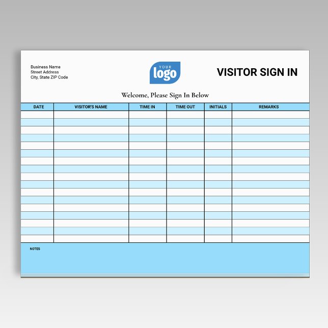 Logo Business Guest Visitor Sign In Sheet Notepad (Creator Uploaded)
