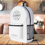 Logo Business | Minimalist Simple White Printed Backpack<br><div class="desc">A simple custom business template in a modern minimalist style which can be easily updated with your company logo and company slogan or info. If you need any help personalizing this product,  please contact me using the message button below and I'll be happy to help.</div>