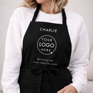 Logo Business Modern Minimal Company Branded Black Apron