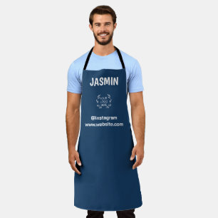 Logo Business Modern Minimal Company navy blue Apron