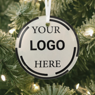 Logo Business Modern Minimal Designs Glass Ornament