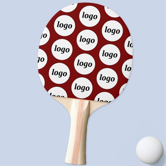 Logo Business Pattern Promotional Burgundy Red Ping Pong Paddle (Simple logo pattern business promotional ping pong paddle in burgundy red)