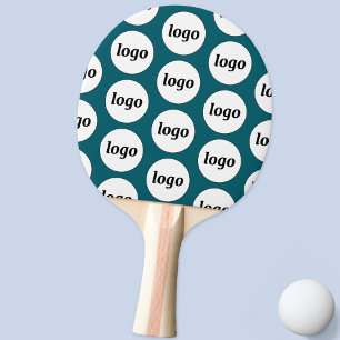 Logo Business Pattern Promotional Teal Green Ping Pong Paddle