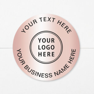 Logo Business Rose Gold Classic Round Sticker