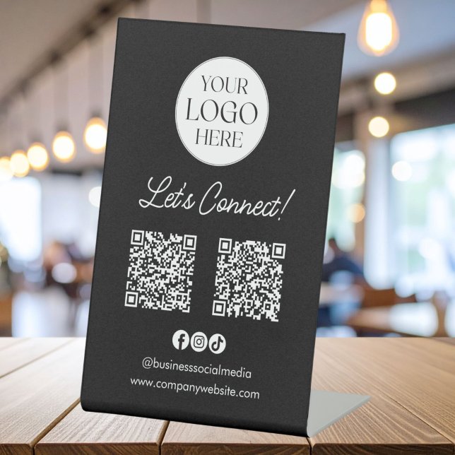 Logo Business Social Media QR Code Table Top Sign (Creator Uploaded)