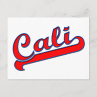 Logo Cali California Carte postale Rouge Bleu