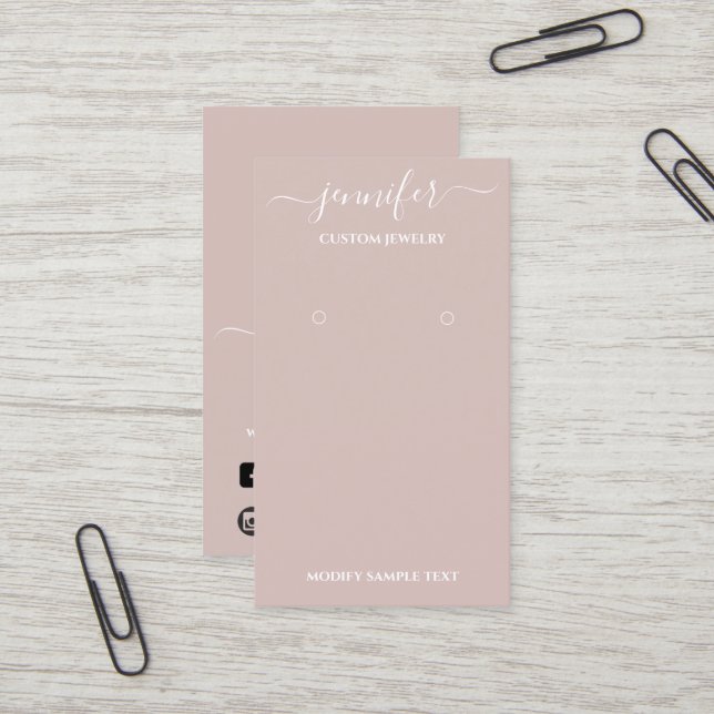 Logo Carte bijouterie artisanale Rose fumé (Devant/Arrière en situation)