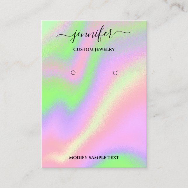 Logo Carte bijoux artisanale Holographique Pinky (Devant)