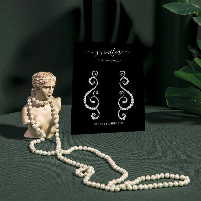 Logo Carte bijoux artisanale minimalisme noir blan (Jewelry Earnings FlorenceK Studio )