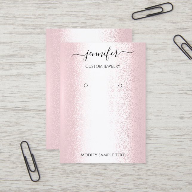 Logo Carte bijoux artisanale Rose rose (Devant/Arrière en situation)