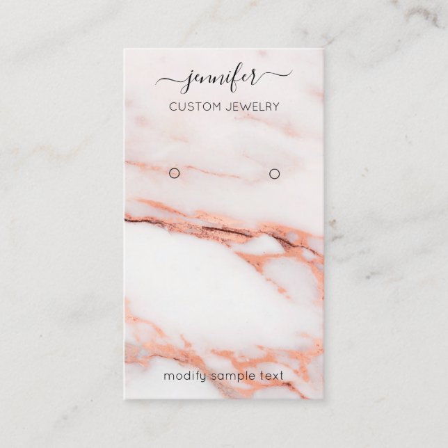 Logo Carte Bijoux personnalisée Rose en marbre soc (Devant)