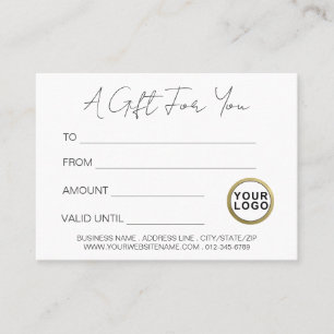 Logo Certificat cadeau minimaliste moderne blanc