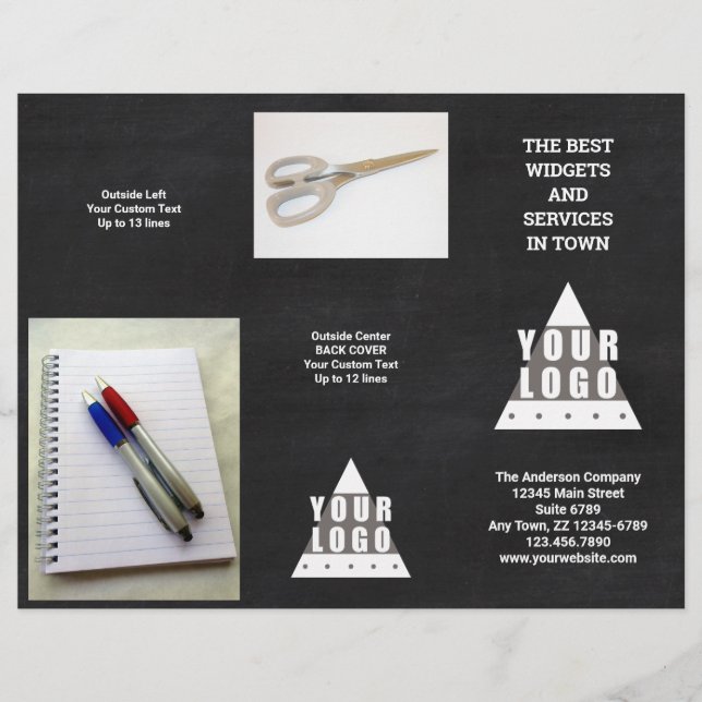 Logo Chalkboard 5 Photo Promo Tri Fold Brochure (Front)