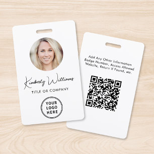 Logo Code QR Code Employé Photo ID Badge