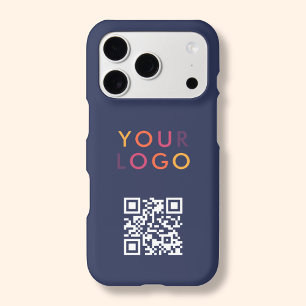 Logo Code QR Entreprise Simple Bleu Marine