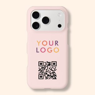 Logo Code QR Entreprise Simple Rose Pâle