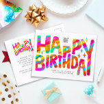 Logo Colourful Fun Crayon Handwritten Birthday Postcard<br><div class="desc">Customize this fun horizontal modern colourful bold warm and kind Business Happy Birthday Greeting Card featuring big wax rayon style multicolor rainbow handwritten fonts on a white background. Colours in this design are red, orange, yellow, pink, blue, green. Change the "your logo here" image with your logo. Don’t forget to...</div>