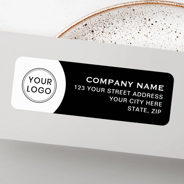 Logo commercial noir et blanc adresse de retour (Black and white business logo return address label)