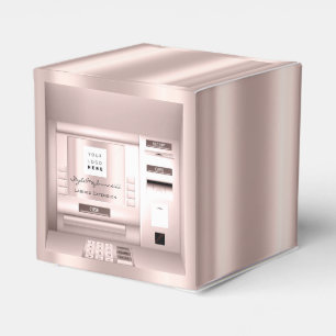 Logo Company Name ATM Bank Rose Pink Packaging Favor Box