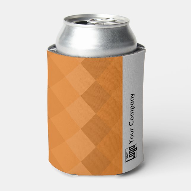 Logo Company Name Tile Pattern Orange & Grey  Can Cooler (Can Front)