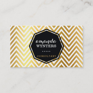 LOGO cool chevron pattern gold foil badge octagon Business Card