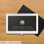 Logo Corporate Company Luxury Business Card Holder<br><div class="desc">A luxurious custom business template in a modern style that can easily be updated with your company logo and text. Designed with a brushed gold seal logo,  you can customize by changing the text and image using the fields provided. A branded design for promotion and networking.</div>