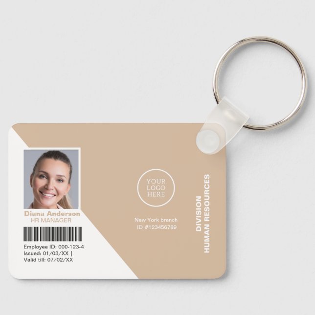 Logo Corporate Employee Photo ID Employee Lanyard  Keychain (Front)