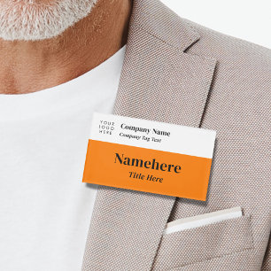 Logo Corporate Orange Modern Simple Big Title Name Tag