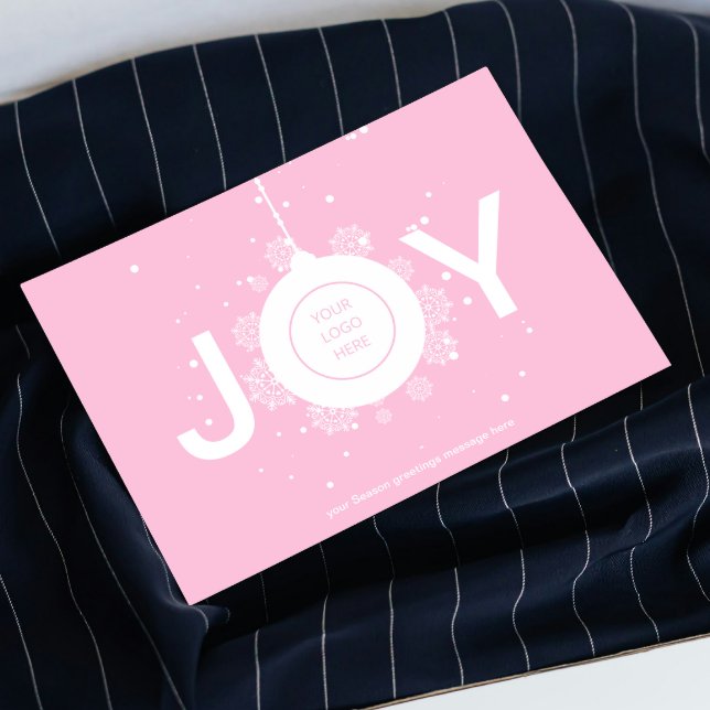 Logo Corporate Season Greetings Happy holiday Card (Logo Corporate Season Greetings Pink Happy holiday Card)