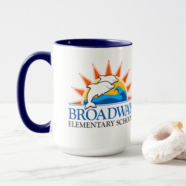 Logo couleur de l'école primaire de Broadway Mug (Avec donut)