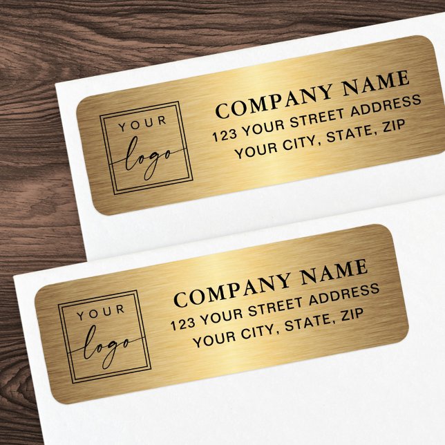 Logo couleur dorée dégradé de l'adresse de retour  (Logo golden color gradient business return address label)